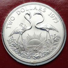 1973 BAHAMAS Queen Elizabeth II FLAMINGO Specimen MT Proof Silver $2 Coin i85864