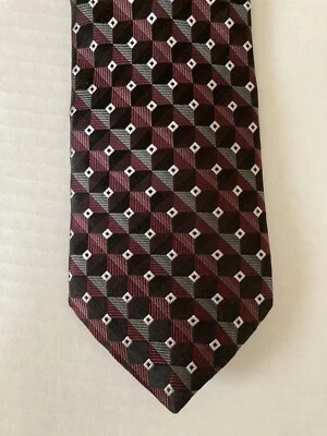 Corbata para hombre Paul Dione corbata seda negra púrpura gris plata geométrica 60" Foto 1 de 4