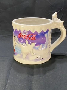 2002 Polar Bear Coca Cola Large Mug Houston Harvest Winter Fun Great Graphics - Picture 1 of 11