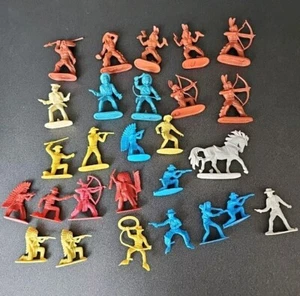 Vintage colorful Plastic Cowboy and Indians Lot of toys minifigures - Picture 1 of 3