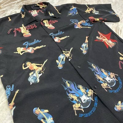Camisa Fender Para Hombre Pin Up Niñas En Guitarras Da Vinci Abotonada Guitarra Talla Grande Foto 1 de 4