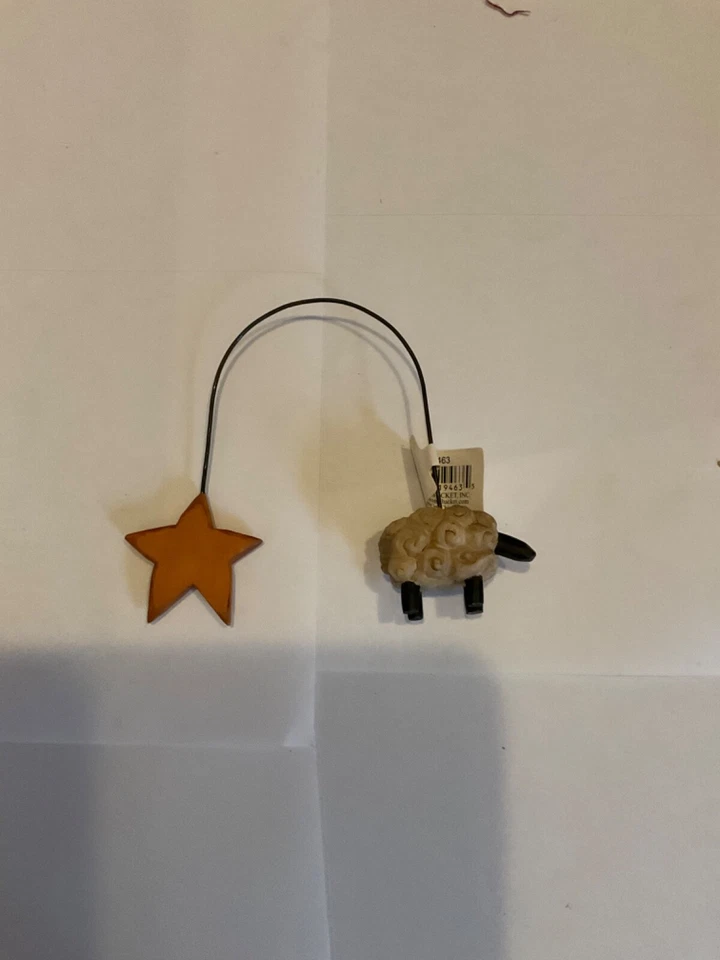 Decoración primitiva país vintage flor cubo resina oveja con adorno estrella Foto 1 de 1