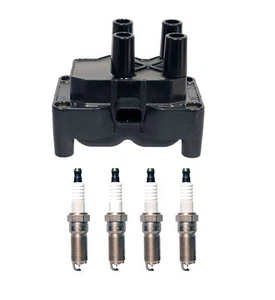 Denso Ignition Coil & 4 Iridium Power Spark Plug 0.04 Kit For Ford Fiesta 1.6 L4 - Picture 1 of 1