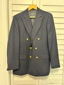 Stanley Blacker made USA navy blue gold button DB blazer sport coat jacket 40R - Picture 1 of 7