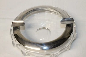 Posacenere grande Wilhelm Binder bordo vetro cristallo argento 925 corona mezzaluna - Foto 1 di 5
