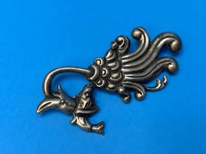 Vintage mexikanische Sterlingsilber Repousee Fisch Anstecknadel/Brosche - Bild 1 von 4