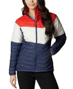Columbia Plus Size Powder Lite Colorblocked Puffer Jacket Red Navy 3X MSRP $160 - Picture 1 of 1