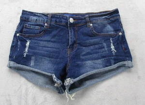 Patille Jeanswear Distressed Shorts Damen 12 blau dunkle Waschung Stretch mittelhoher Bund - Bild 1 von 11