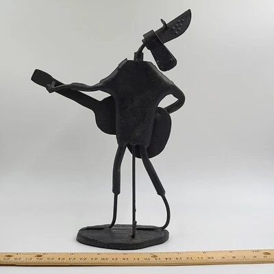 Guitarra de músico vintage de metal negro escultura Cool Hound Dog Foto 1 de 4