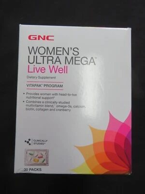 GNC Women's Ultra Mega Live Well Vitapak Program 30 Packs ! - Image 1 of 2