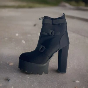 Onlymaker Plateau Punk Stiefel Gothic Knöchel Damen Reißverschluss Chunky Heels High Goth 8 - Bild 1 von 14