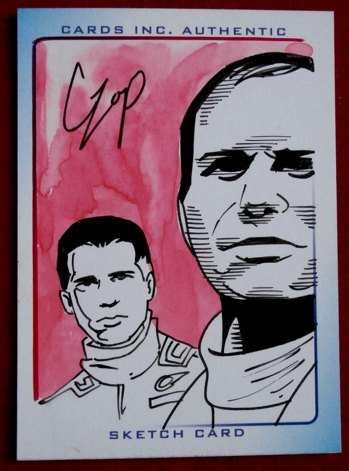 THUNDERBIRDS - SCARCE COLOUR SKETCH CARD - JEFF & GORDON TRACY - JOHN CZOP, 2004 - Image 1 of 3