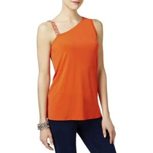 INC INTERNATIONAL CONCEPTS Size M One-Shoulder Sequined Pullover Blouse ORANGE - Picture 1 of 2