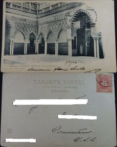 ANTIGUA POSTAL ALCAZAR SEVILLA 1902 PATIO LAS DONCELLAS HAUSER Y MENET   CC3968 - Picture 1 of 2