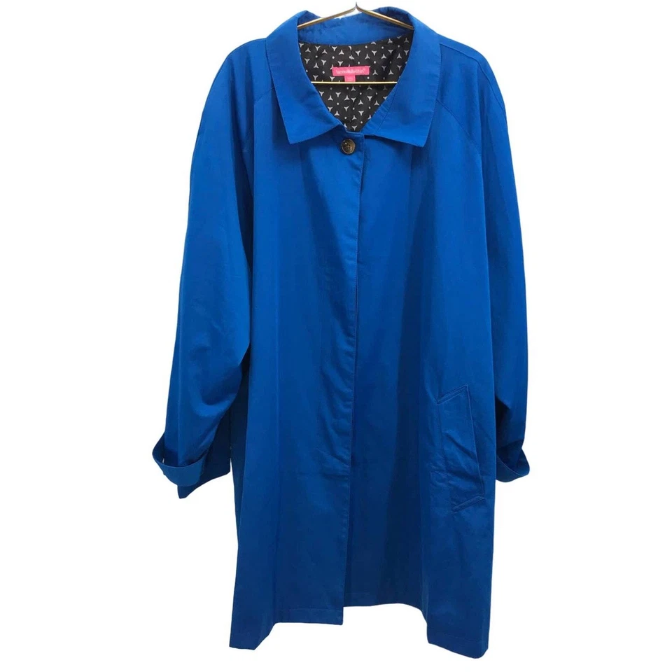 Gabardina Woman Within azul real longitud media talla grande 32W Foto 1 de 4