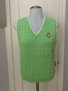 Women’s Lauren Active Ralph Lauren Vintage Green Pullover Sweater Vest V-Neck M - Picture 1 of 16