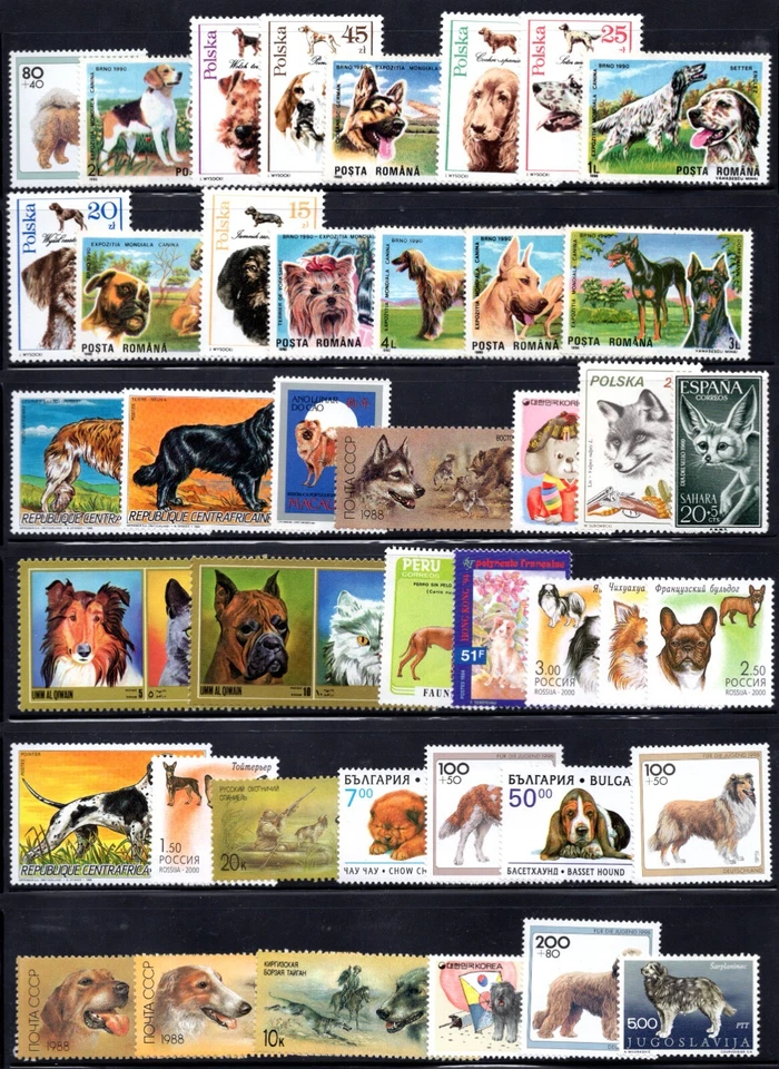 WORLDWIDE 1970-2000 COLLECTION OF 75 DOG STAMPS, MOSTLY COMPLETE SETS - Image 1 of 4