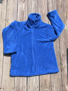 Melsimo Towel Selections Womens Medium Bath Robe Zip Jacket Blue Fluffy Fleece M - Picture 1 of 4