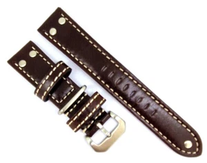 Wrist Watch Band Aviator, Military with Rivets 22, 24, 26mm Braun Strong /119 - Picture 1 of 3