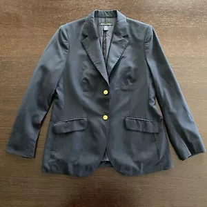 Womens Brooks Brothers 100% Wool Blazer Size 14 Black Loro Piana Fabric Italy - Picture 1 of 13
