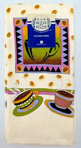 Revere Mills Inc. Welcome Home Retro Coffee Cups Multicolor Cotton Kitchen Towel - Picture 1 of 6