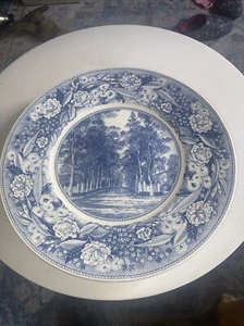 Wedgewood Dinner Plate Blue White Pomona College Avenue Vintage 10.5 in - Picture 1 of 2