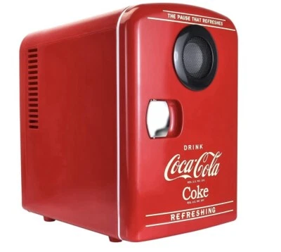 Coca-Cola Mini Frigo Raffreddatore/Scaldavivande 6 Lattine con Altoparlante Bluetooth Nuovo con scatola - Immagine 1 di 4