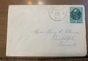 Washington N J #211 To Vermont Fancy Cancel 1882 Small Ladies Cover - Picture 1 of 3