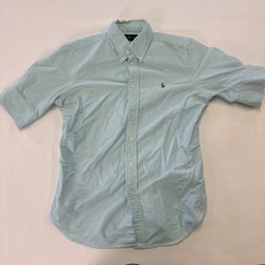 Polo Ralph Lauren Shirt Medium Teal Slim Oxford Classic Button Down Flesh Pony - Picture 1 of 10