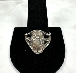 Sterling Silver Men's Scarab Ring - Vintage - Size 11.25 - Picture 1 of 5