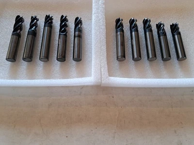 Carburo 1/2 Diámetro 4 Fresas de Flauta 10 Piezas CnC Afiladas y Recubiertas 2.6LBs LoteB Foto 1 de 4