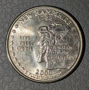 2000-P 25c New Hampshire State Quarter Double Struck / Double Die Reverse Error - Picture 1 of 13