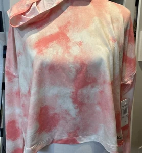 NEW ROXY sun might shine tie-dye cropped hoodie, pink and white size extra large - Picture 1 of 6