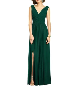 Dessy Collection 2894 Surplice gerafftes Chiffonkleid Größe 12 jagdgrün 273 $ - Bild 1 von 2
