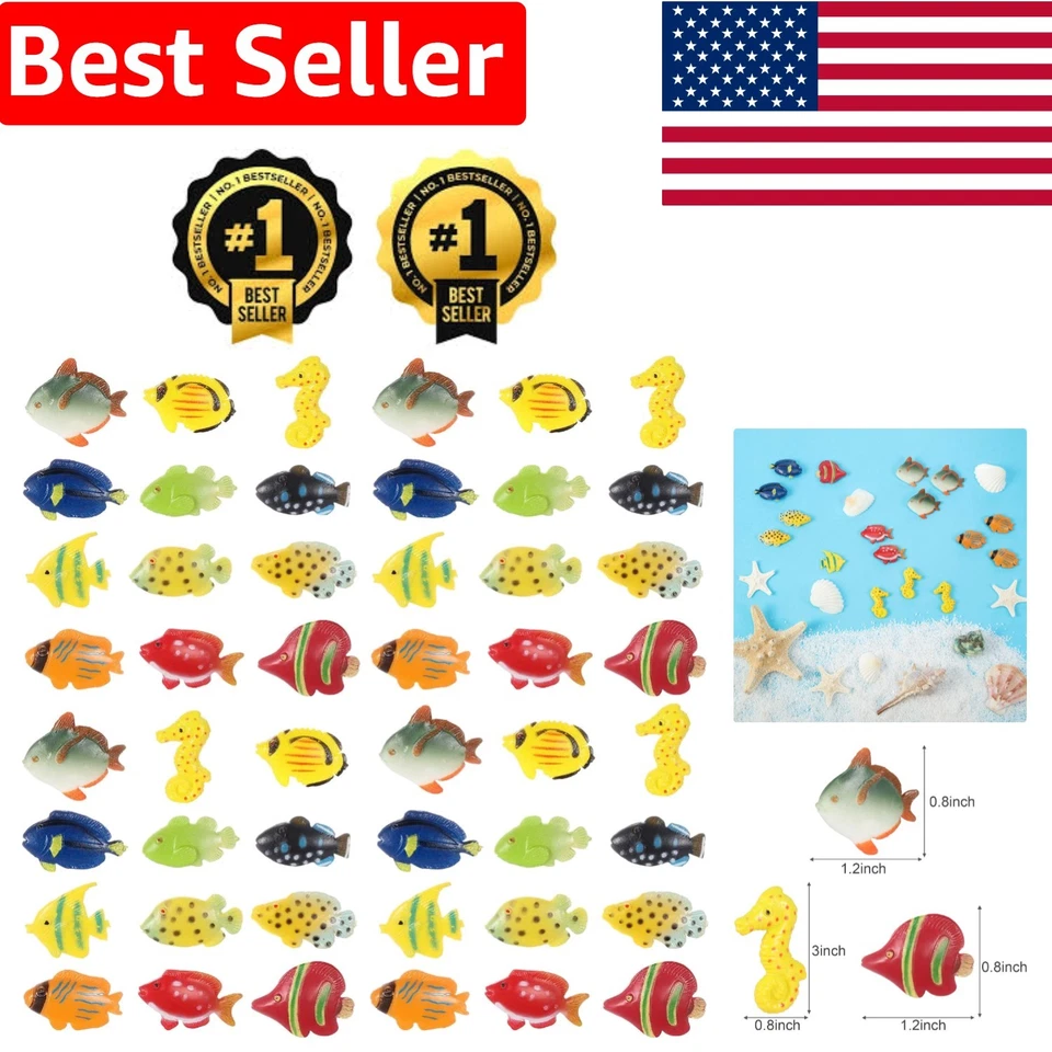 Boao 48 Pcs Plastic Fish Toys Small Tropical Figure Play Set Sea...