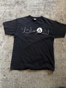 Vintage Volcom T Shirt Mens M Black Faded Skate Surf Logo Reverse Stitch Y2K - Picture 1 of 9