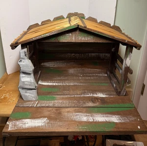 RARE VINTAGE WOODEN NATIVITY STABLE  FOR FONTANINI PAPER MACHE 12" SCALE FIGURES - Picture 1 of 6