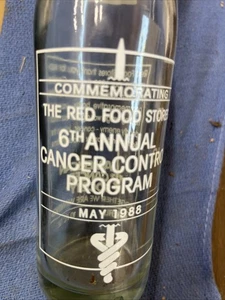 1988 Red Food Stores 6th Annual Cancer Control Commemorative Coca Cola Bottle - Bild 1 von 14