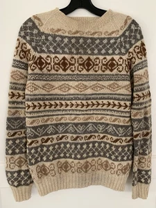 Fotrama Handmade 100% Alpaca Wool Sweater Fair Isle Ladies M Multicolored - Picture 1 of 4