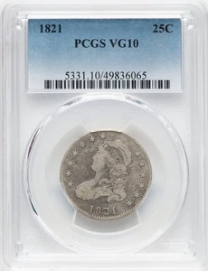 1821 Capped Bust Quarter PCGS VG-10 - Picture 1 of 2
