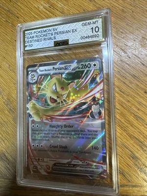 2025 Pokemon SV Team Rockets Persian EX Destined Rivals 150/182 AGS GEM-MT 10 - Image 1 of 4