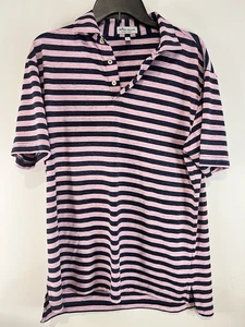 Peter Millar Men's Summer Comfort Polo Shirt Golf M Pink/ Blue - Picture 1 of 4