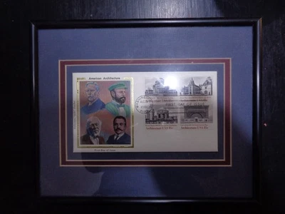 Framed 1928-1931 FDC American Architecture, Block/4, 1981 Colorano Silk Cachet - Image 1 of 4