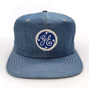 De colección GE General Electric Denim Sombrero Azul Jean Parche Snapback Gorra Hecha en EE. UU. - Imagen 1 de 9