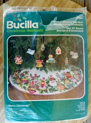New Opened Bucilla “Merry Christmas” Jeweled Felt Tree Skirt Kit #82102 - Image 1 of 4