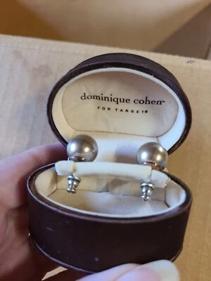 PENDIENTES DOMINIQUE COHEN PARA TARGET REDONDOS DE PERLAS DE VIDRIO MARRÓN Foto 1 de 4