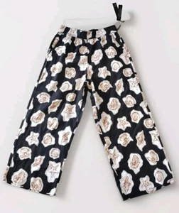 Nicole Miller Cropped Pants Woman's Medium 100% Linen Black Pull-on Wide Leg - Picture 1 of 13