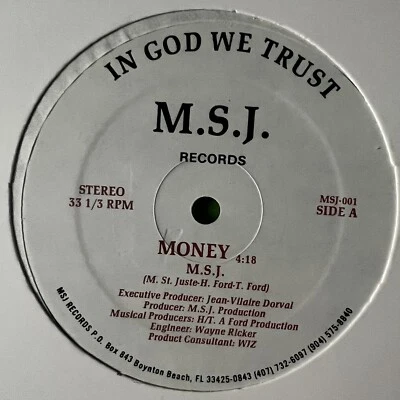 M.S.J. ‎– Money 12” Single Sealed Hip Hop Bass Music Miami Vinyl 1987 MSJ Record - Image 1 of 4