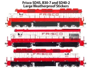 Frisco SD45, B30-7 y SD40-2 3 pegatinas grandes de 2.5"x9-10" Andy Fletcher - Imagen 1 de 1
