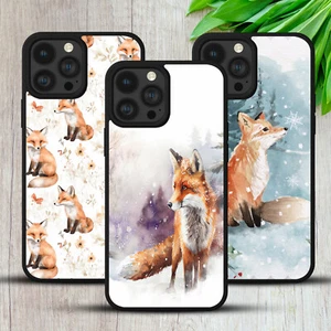 FOX WATERCOLOUR CASE FOR IPHONE SAMSUNG HUAWEI GOOGLE SNOW ART GIFT PHONE COVER - Picture 1 of 30